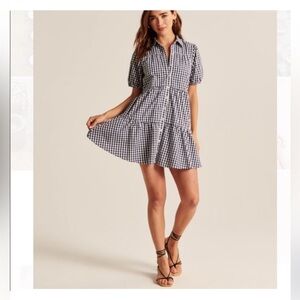 COPY - Abercrombie and Fitch poplin tiered button down dress
